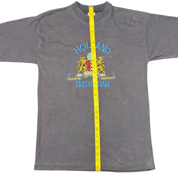 Vintage Holland Amsterdam Crest Graphic T Shirt Gray Tourist Tee Small - Picture 7 of 8